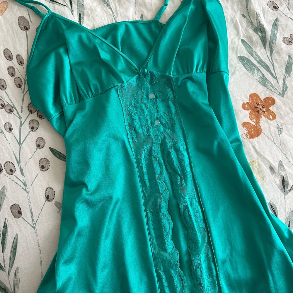 Chic Teal Lace Chemise